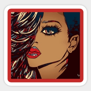 Brown Shades of Beauty Curly Girl Red Lips Sticker